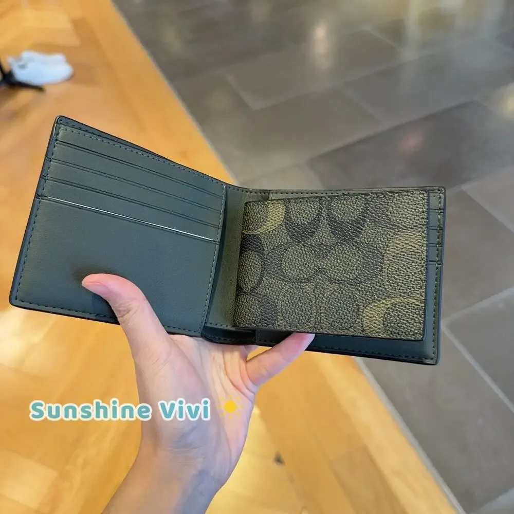 NWT Coach 3-In-1 Wallet Signature Camo Print Green Signature coated canvas CEU73